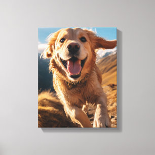 Toile Joyeux Golden Retriever en cours