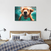 Toile Joyeux Golden Retriever nager sous l'eau (Insitu(Chambre))