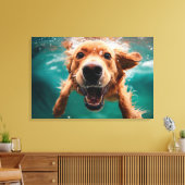 Toile Joyeux Golden Retriever nager sous l'eau (Insitu(Salon))