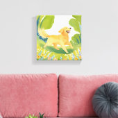 Toile Joyeux Golden Retriever | Peinture aquarelle légèr (Insitu(Salon))