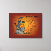 Toile Joyeux Halloween avec Chat Chat Chien et Araignée (Recto)