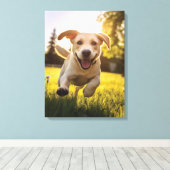 Toile Joyeux Labrador Puppy Running (Insitu (Plancher de Bois))