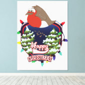 Toile Joyeux Noël dessin animé logo Robin (Insitu (Plancher de Bois))