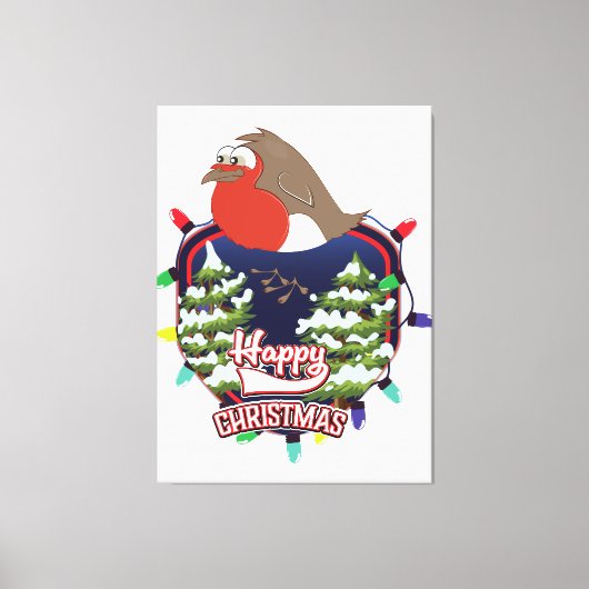 Toile Joyeux Noël dessin animé logo Robin (Recto)