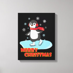 Toile Joyeux Noël mignonne Penguin d'hiver