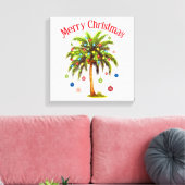 Toile Joyeux Noël Palm Tree Light Hawaiian Tropical (Insitu(Salon))