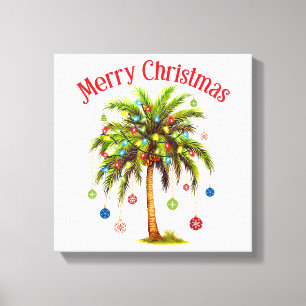 Toile Joyeux Noël Palm Tree Light Hawaiian Tropical