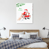 Toile Joyeux Noël! Père Noël avec chat et chien (Insitu(Chambre))