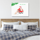 Toile Joyeux Noël - Père Noël avec chat et chien (Insitu(Chambre))
