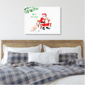 Toile Joyeux Noël! Père Noël avec chat et chien (Insitu(Chambre))