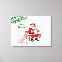 Joyeux Noël! Père Noël avec chat et chien