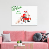Toile Joyeux Noël! Père Noël avec chat et chien (Insitu(Salon))