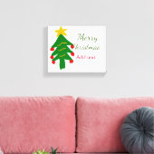 Toile Joyeux Noël rouge vert Noël ajouter le nom (Insitu(Salon))