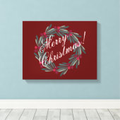 Toile Joyeux Noël Script Joli Festif Rouge (Insitu (Plancher de Bois))