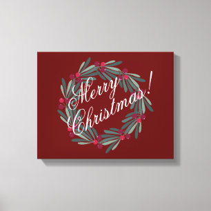 Toile Joyeux Noël Script Joli Festif Rouge