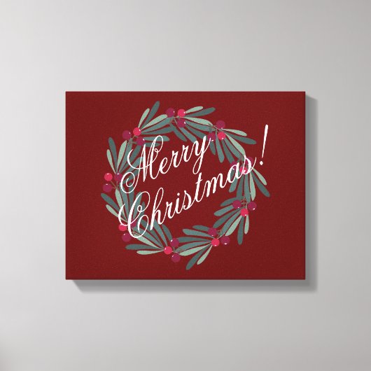 Toile Joyeux Noël Script Joli Festif Rouge (Recto)
