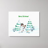 Toile Joyeux Noël! Snowman avec chat et canvas de marion (Recto)