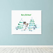 Toile Joyeux Noël! Snowman avec chat et canvas de marion (Insitu (Plancher de Bois))