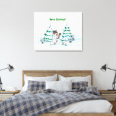 Toile Joyeux Noël! Snowman avec chat et canvas de marion (Insitu(Chambre))