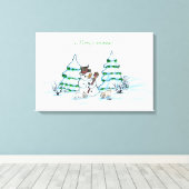 Toile Joyeux Noël ! Snowman avec chat et chiot (Insitu (Plancher de Bois))