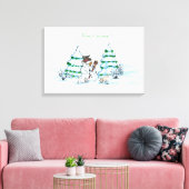 Toile Joyeux Noël ! Snowman avec chat et chiot (Insitu(Salon))