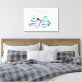 Toile Joyeux Noël ! Snowman avec chat et chiot (Insitu(Chambre))