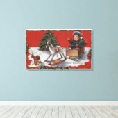 Toile Joyeux NoëlKid dans une motoneige à savon (Insitu (Plancher de Bois))