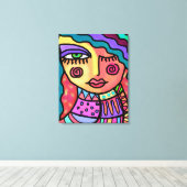 Toile Joyeux portrait numérique Abstrait d'une femme (Insitu (Plancher de Bois))