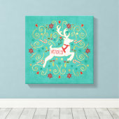 Toile Joyeux Reindeer Turquoise (Insitu (Plancher de Bois))