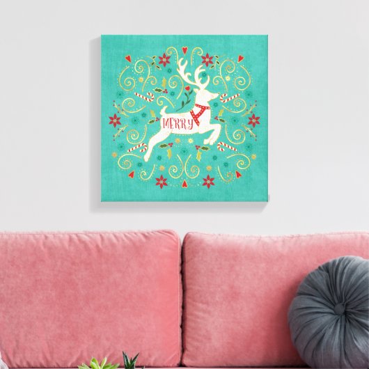 Toile Joyeux Reindeer Turquoise (Insitu(Salon))