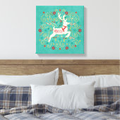 Toile Joyeux Reindeer Turquoise (Insitu(Chambre))