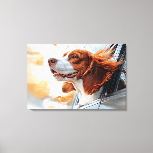 Toile Joyful Dog in the Wind Art Print (Recto)