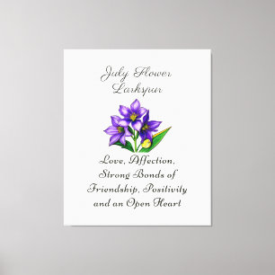 Toile Juillet Mois de naissance Fleur Larkspur Floral Ar