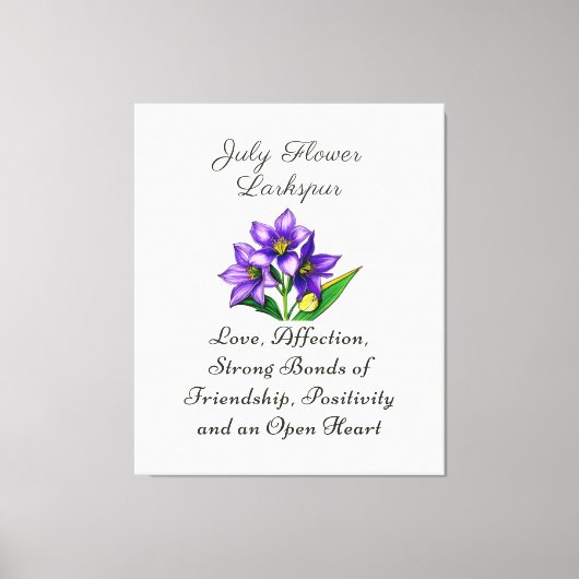 Toile Juillet Mois de naissance Fleur Larkspur Floral Ar (Recto)