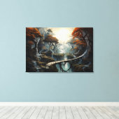 Toile Jungle Wanderer : Imaginaire Paysage Art en gris (Insitu (Plancher de Bois))