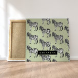 Toile Jungle Zebra Wild Motif & Nom personnalisé<br><div class="desc">Jungle Zebra Wild Motif & Nom personnalisé</div>