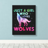 Toile Juste une fille qui aime les loups aquarelle (Insitu (Plancher de Bois))