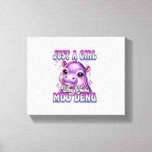 Toile Juste une fille qui aime Moo Deng Bébé hippopotame