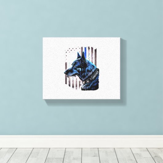 Toile K9 Berger Allemand Police Chien Mince Ligne Bleue (Insitu (Plancher de Bois))