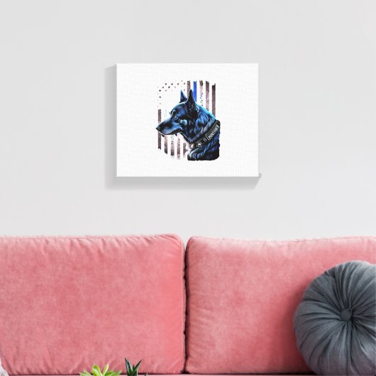 Toile K9 Berger Allemand Police Chien Mince Ligne Bleue (Insitu(Salon))