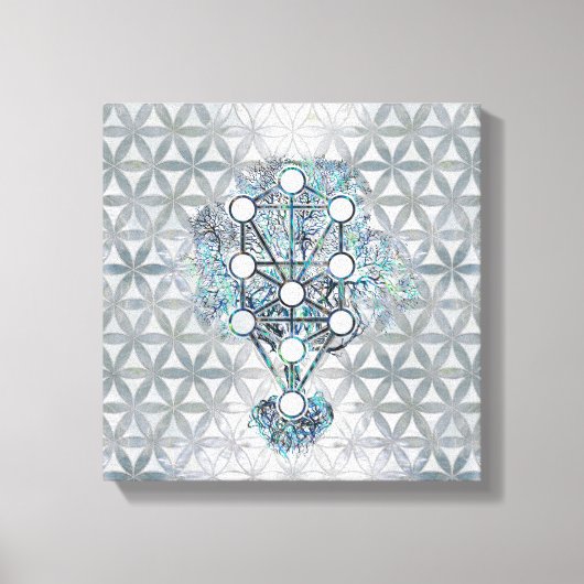 Toile Kabbalah L'Arbre de Vie Coquille d'ormeau et perle (Recto)