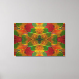 Toile kaléidoscope de plumes de perroquet ara