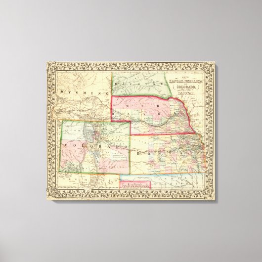 Toile Kan, Neb, Colo Carte par Mitchell (Recto)