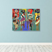 Toile Kandinsky - 4 chiffres sur 3 carrés, (Insitu (Plancher de Bois))