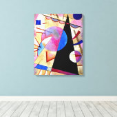 Toile Kandinsky - Cubisme Abstrait avec rose et blues (Insitu (Plancher de Bois))