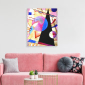 Toile Kandinsky - Cubisme Abstrait avec Roses et Bleus (Insitu(Salon))