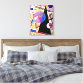 Toile Kandinsky - Cubisme Abstrait avec Roses et Bleus (Insitu(Chambre))