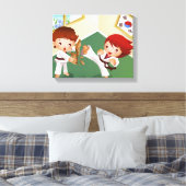 Toile Karate boy tenant du bois avec une autre le cassan (Insitu(Chambre))