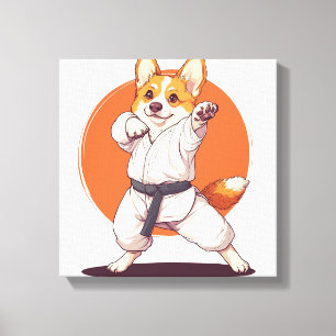 Toile Karate Corgi � Chien d'Arts Martiaux