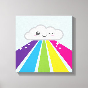 Toile Kawaii Cloud et Rainbow Wrapped Canvas
